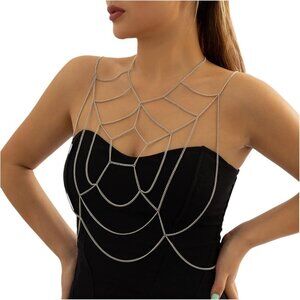 Summer Multi-Layer Body Chain Alloy Adjustable Chest Shoulder Jewelry for Women